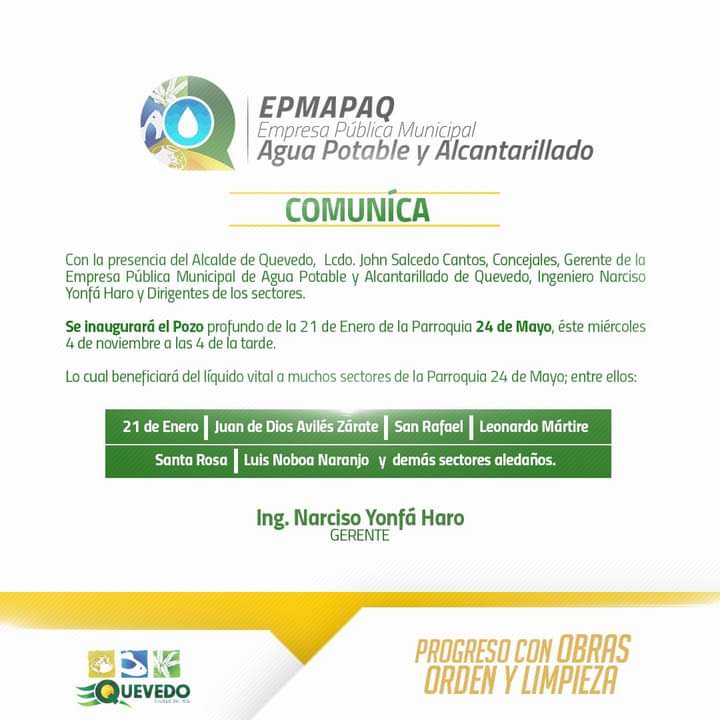 INAUGURACIÓN DEL POZO PROFUNDO DEL SECTOR 21 DE ENERO .