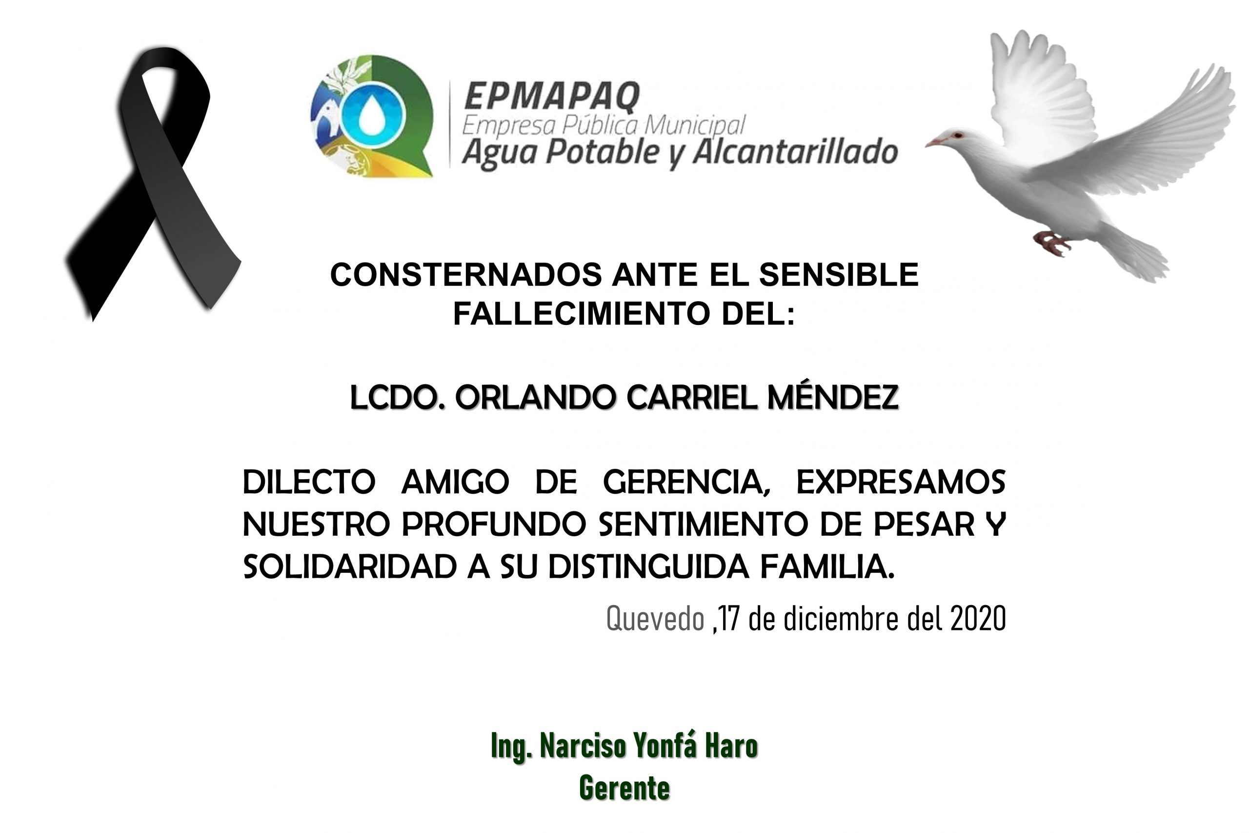 NOTA DE CONDOLENCIA