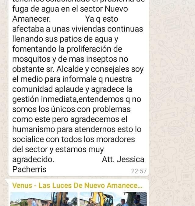 REPARACIÓN DE FUGA DE AGUA EN EL SECTOR LAS LUCES DE NUEVO AMANECER