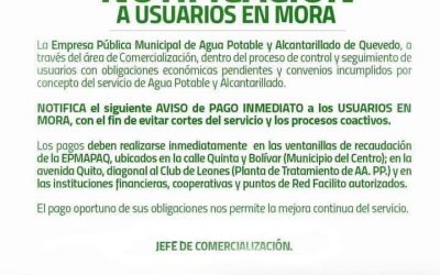 NOTIFICACIÓN A USUARIOS EN MORA.