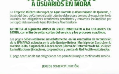 NOTIFICACIÓN A USUARIOS EN MORA.