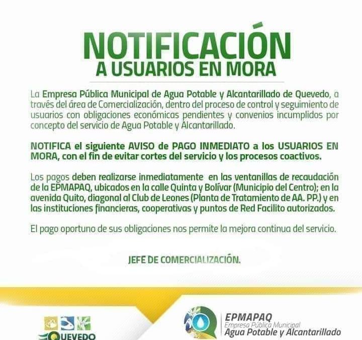 NOTIFICACIÓN A USUARIOS EN MORA