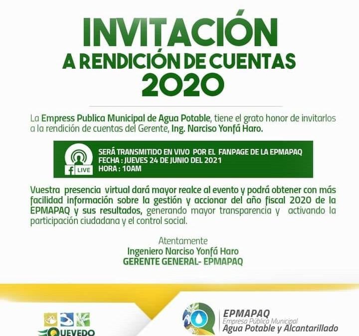 INVITACIÓN A RENDICIÓN DE CUENTAS 2020