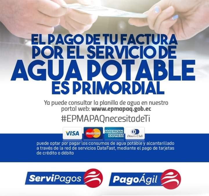 PAGA LA TARIFA BÁSICA MENSUAL DE AGUA EN PRODUBANCO, SERVIPAGOS, PAGO ÁGIL, Y DEMÁS PUNTOS AUTORIZADOS DE COBRO