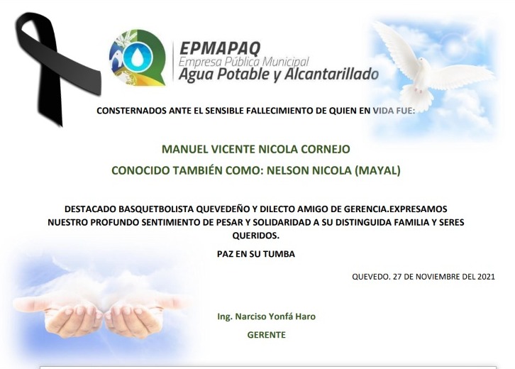 NOTA DE CONDOLENCIA