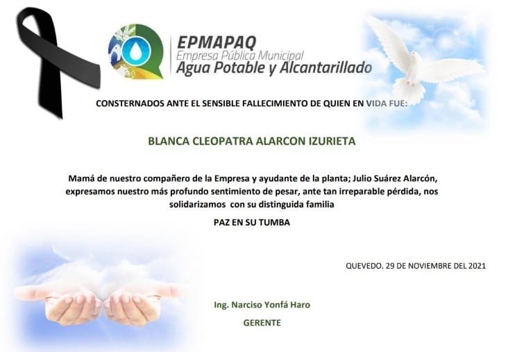 NOTA DE CONDOLENCIA.