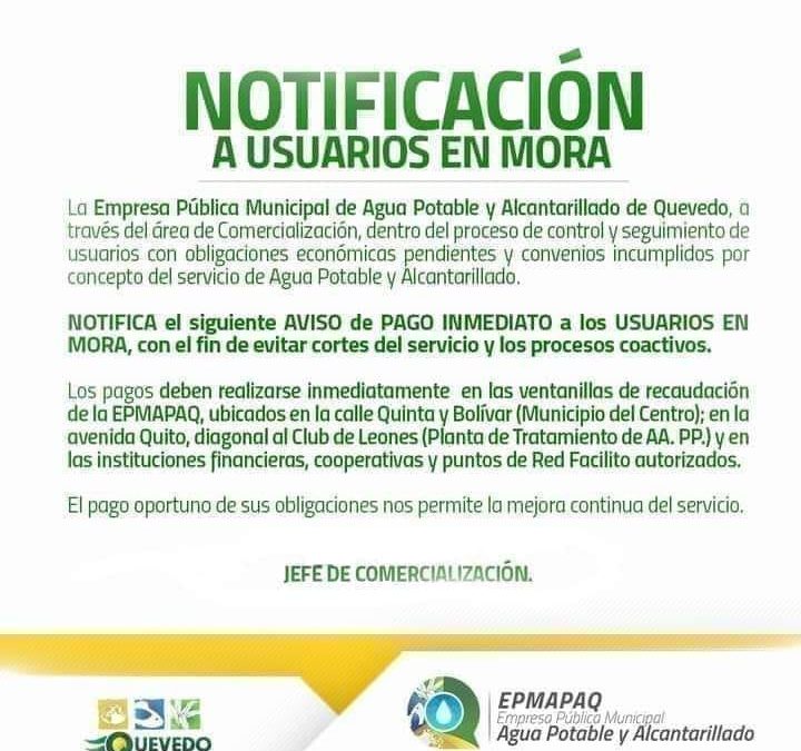 NOTIFICACIÓN A USUARIOS EN MORA