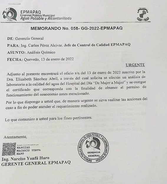 EPMAPAQ REALIZA ANÁLISIS, VALORACIÓN Y EXTIENDE CERTIFICACIÓN A HOSPITAL.