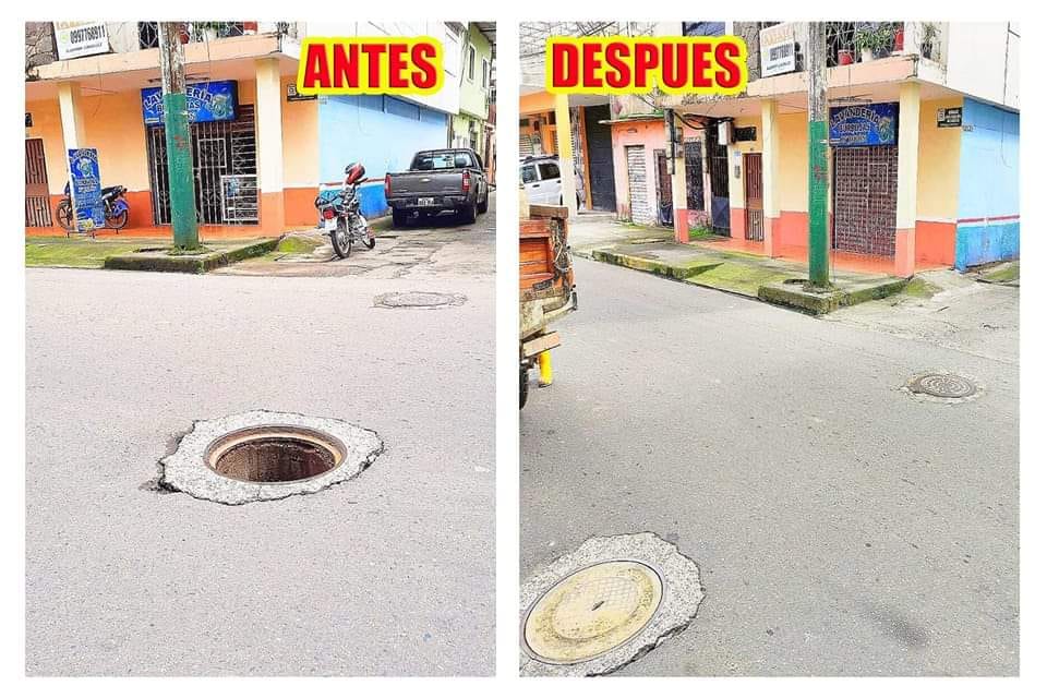 LA EPMAPAQ Y EL MUNICIPIO DE QUEVEDO SIGUEN COLOCANDO TAPAS DE ALCANTARILLAS ROBADAS EN DIFERENTE S SECTORES DE QUEVEDO.