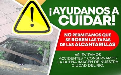NO PERMITAMOS QUE SE SIGAN ROBANDO LAS TAPAS DE ALCANTARILLAS QUE ESTAMOS COLOCANDO.